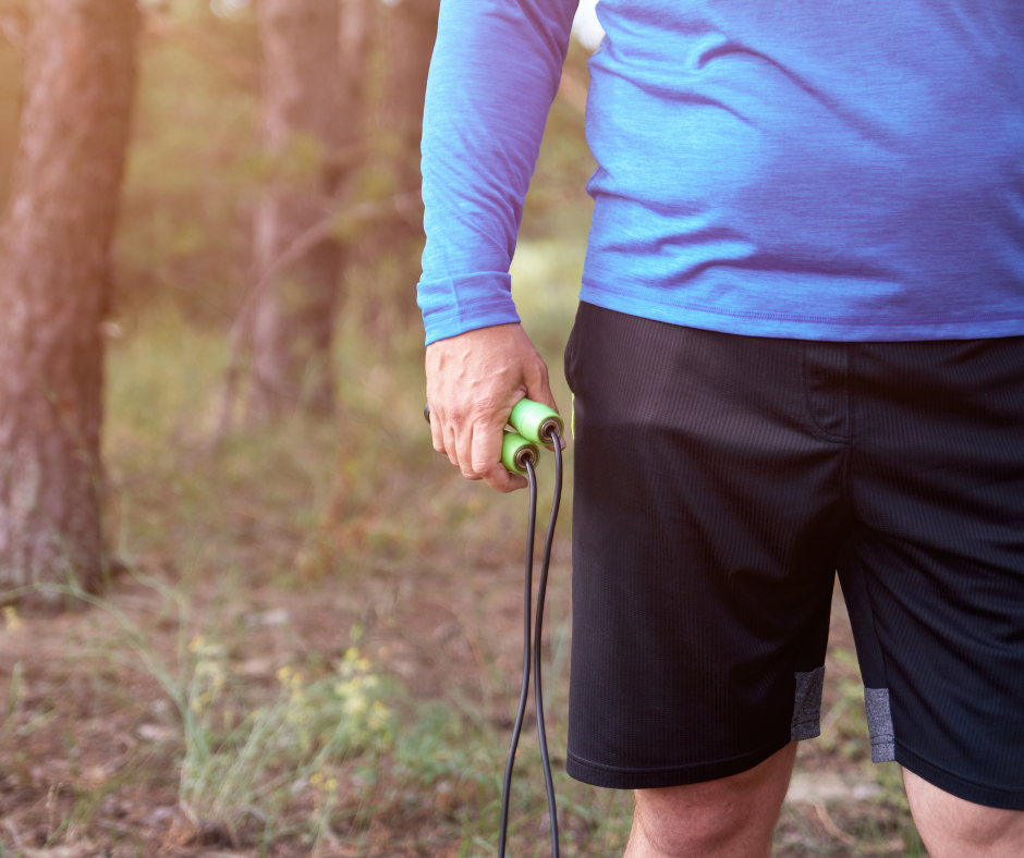 man holding jump rope